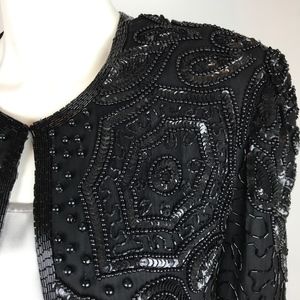 Beaded Vintage Black Silk Jacket Papell